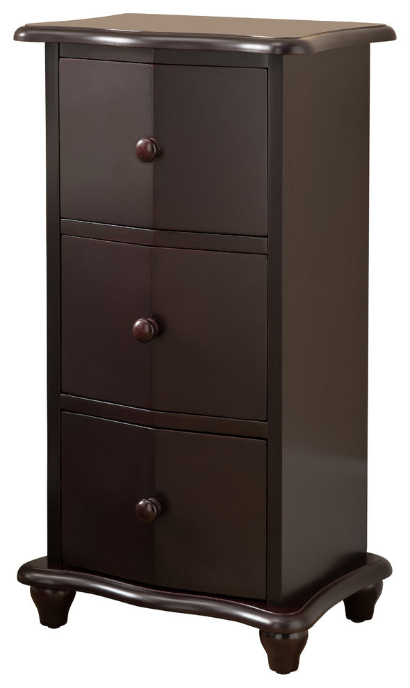 Jackson 3 Drawer Wooden Storage Accent Chest, Dark Cherry