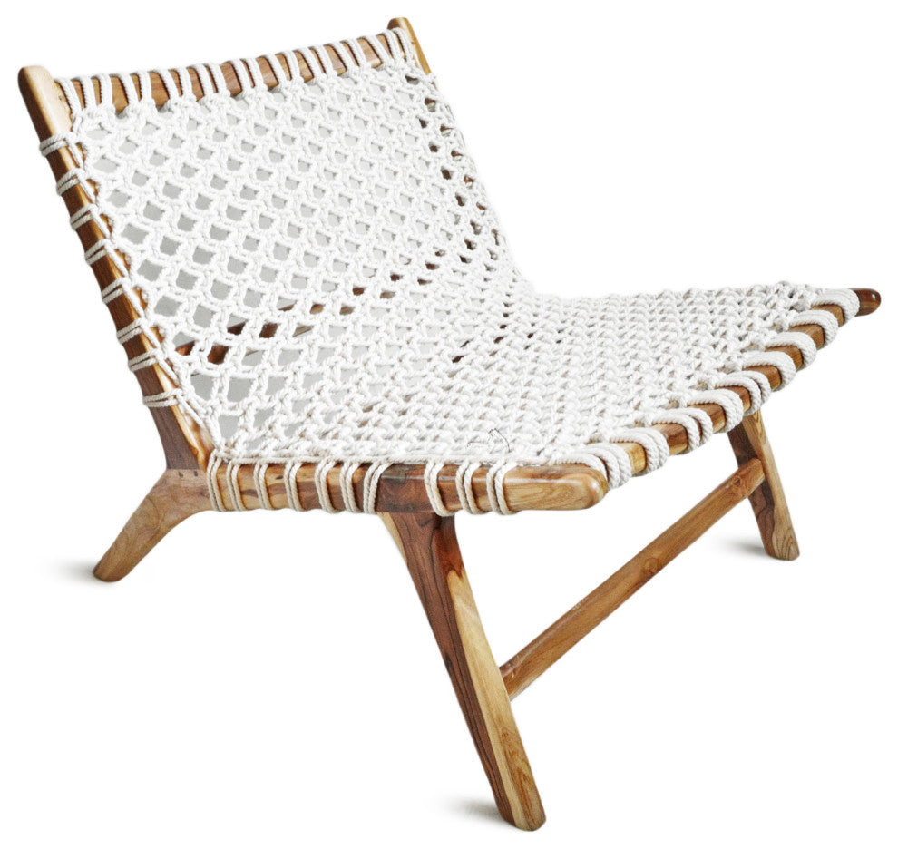 Woven Rope Teak Easy Chair