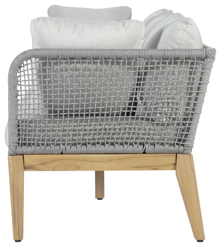 Cypress Teak Wood Sofa with Gray Color Rope Design