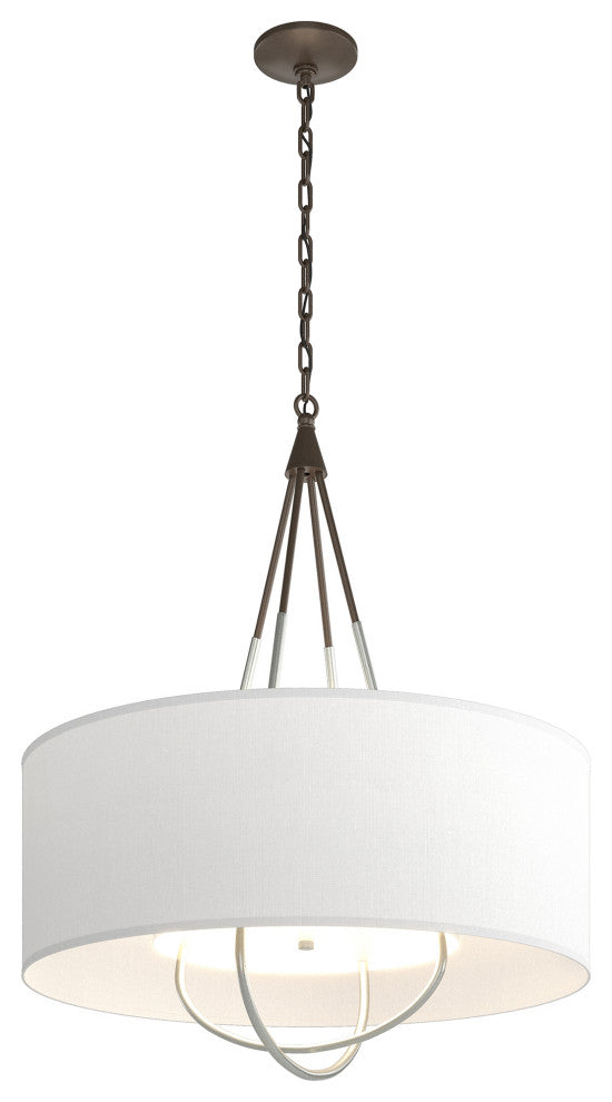 Loop Pendant, Bronze Finish, Vintage Platinum Accents, Natural Anna Shade