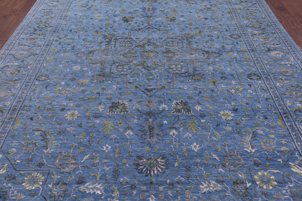 8' 8" X 11' 10" Persian Heriz Serapi Handmade Wool & Silk Rug - Q15537