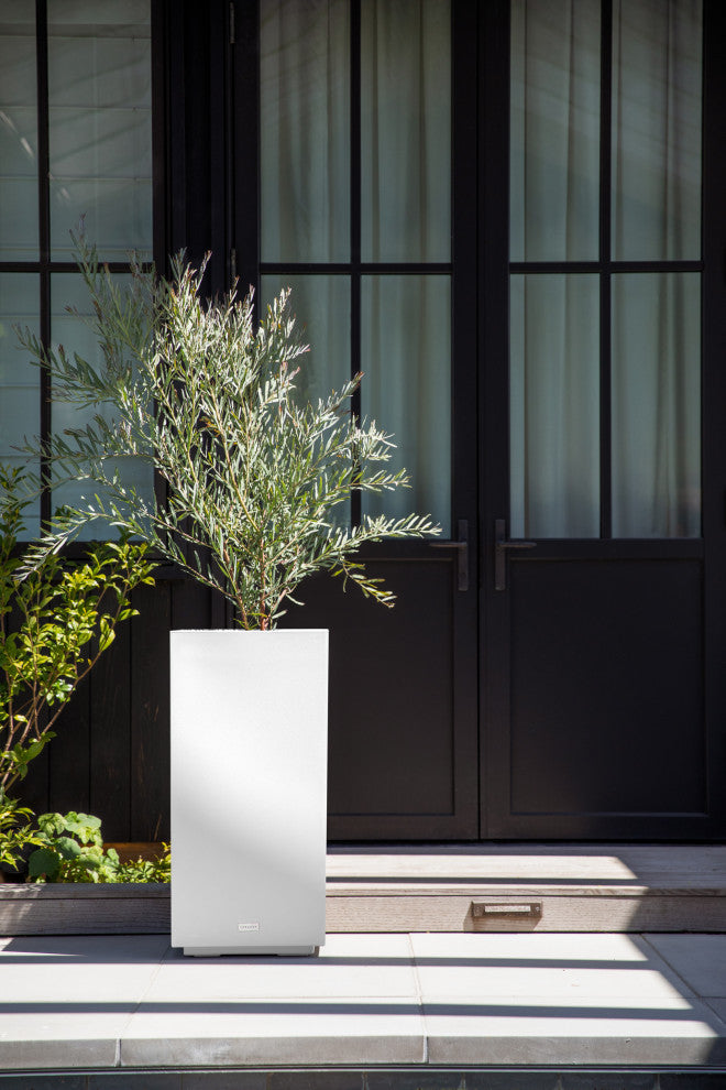 Veradek Block Series Pedestal Planter, White, Tall