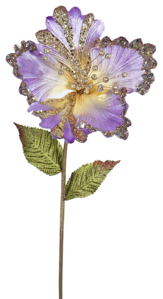 Vickerman Of160326 23" Violet Hibiscus Artificial Christmas Pick
