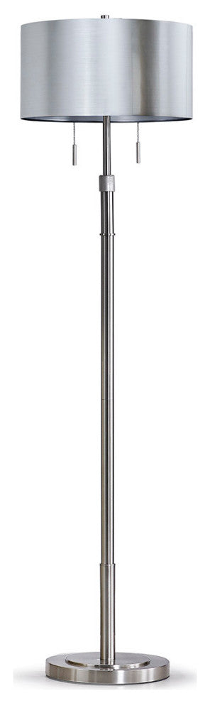The Grande 55"~66"H Adjustable Floor Lamp_Brushed Nickel, Drum_brushed Silver Sh