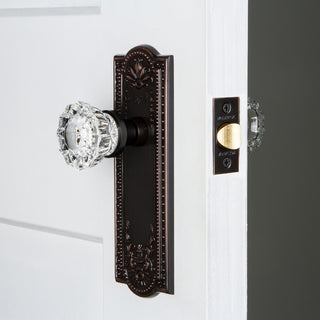 Meadows Plate Privacy Crystal Glass Knob, Timeless Bronze