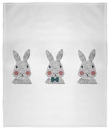 60 x 80 in Easter Bunny Triplets Throw Blanket, Ocean Abyss Green