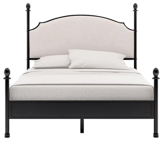 Furniture of America Freila Metal King Poster Panel Bed in Silver Gun Metal