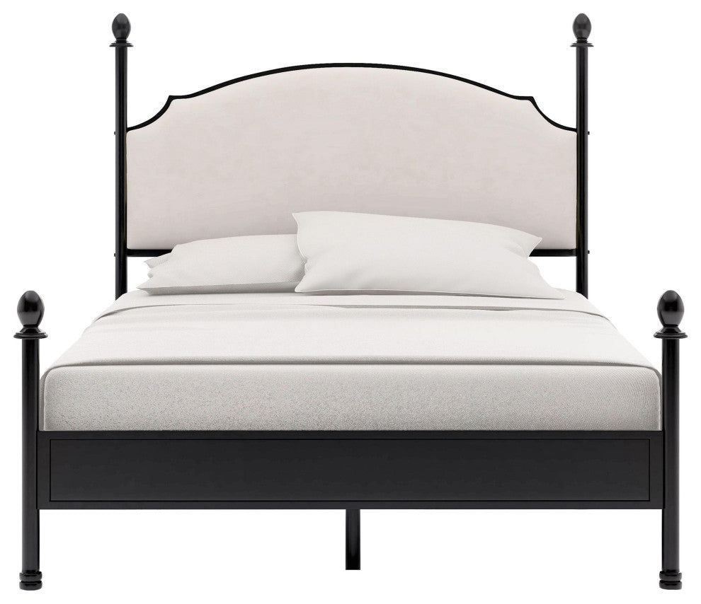 Furniture of America Freila Metal King Poster Panel Bed in Silver Gun Metal