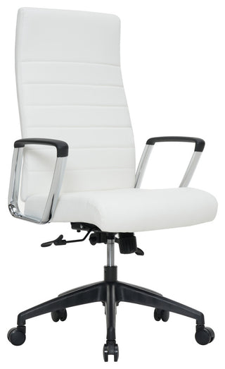 LeisureMod Hilton Modern High Back Leather Conference Office Chair, White