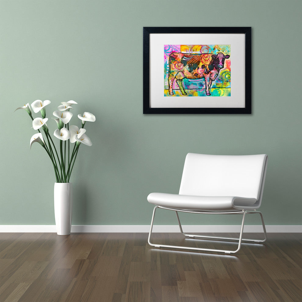 Dean Russo 'Cow' Art, Black Frame, White Mat, 20x16