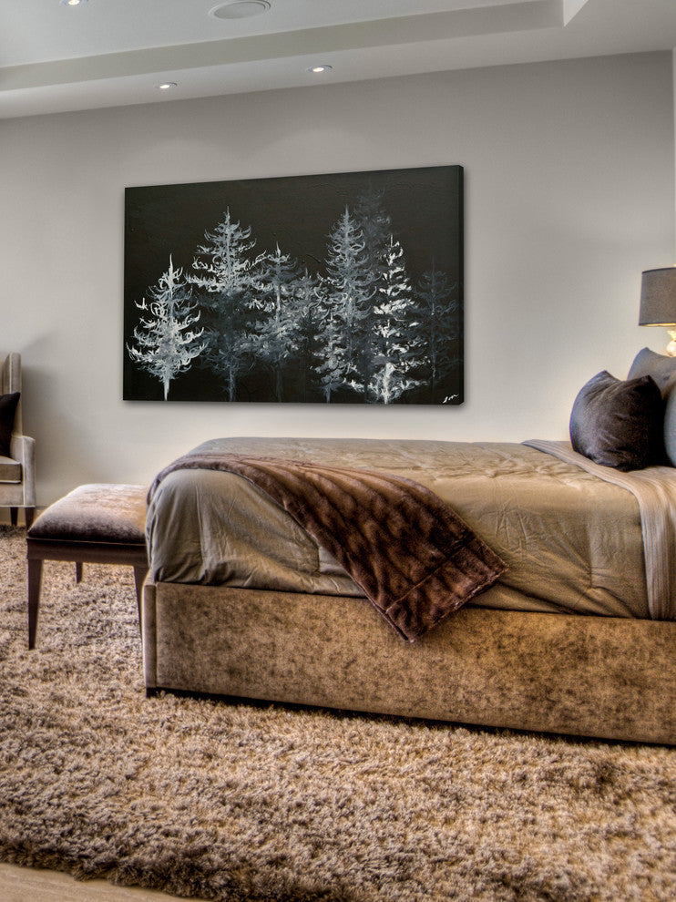 "Trees in Moonlight" Painting Print on Wrapped Canvas, 18x12