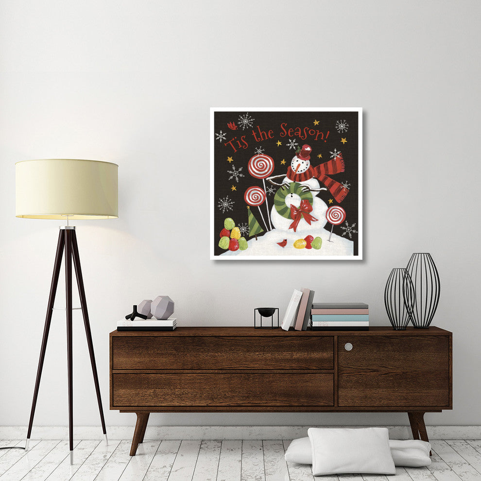 "Sweet Snowmen III Black" Digital Paper Print by Anne Tavoletti, 38"x38"