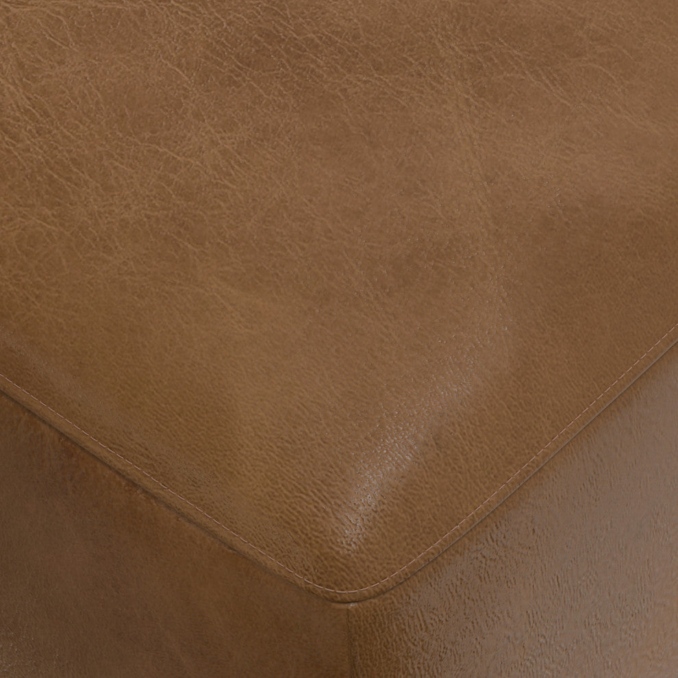 Rex Ottoman in Genuine Leather , Fully Assembled