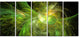 Green on Black Fractal Illustration, Abstract Canvas Print, 60"x28", 5 Panels