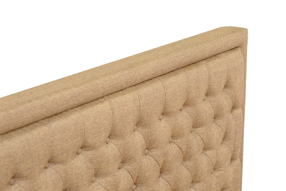 2Pc Queen Size Set, 1 Queen Size Bed Dark Khaki, 1 Night Stand