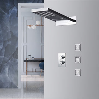 Vasto 22" Chrome Digital Waterfall Rainfall Shower System, 3 Body Jets, Non LED