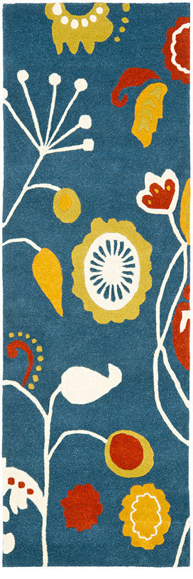 Safavieh Soho Soh772B Floral Rug, Dark Blue/Multi, 6'0"x6'0" Square
