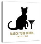 Designs Direct Creative Group Jerk Cat Martini 36x36 Canvas Wall Art