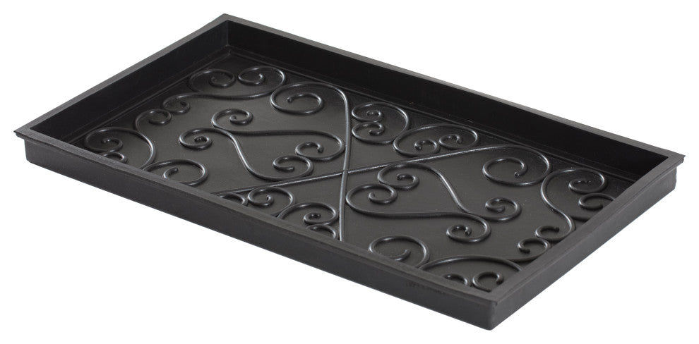 24.5"x14"x1.5" Rubber Boot Tray With Tan/Black Chevron Coir Insert