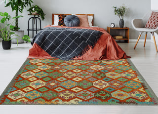 Sangat Flatweave Amaya Red/Purple Rug, 6'9 x 9'9