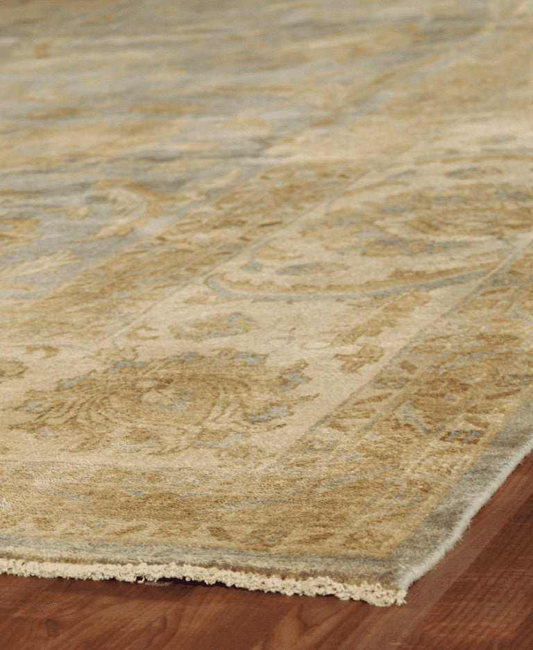 Burneo Turkish Oushak Rug, Blue and Beige, 14'x18'