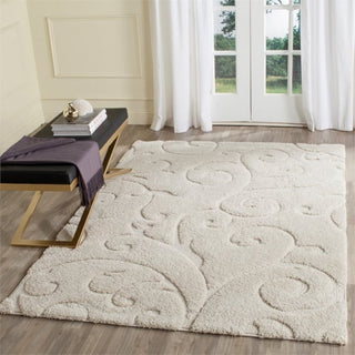 Safavieh Florida Shag 8'6" X 12' Power Loomed Rug in Creme and Creme