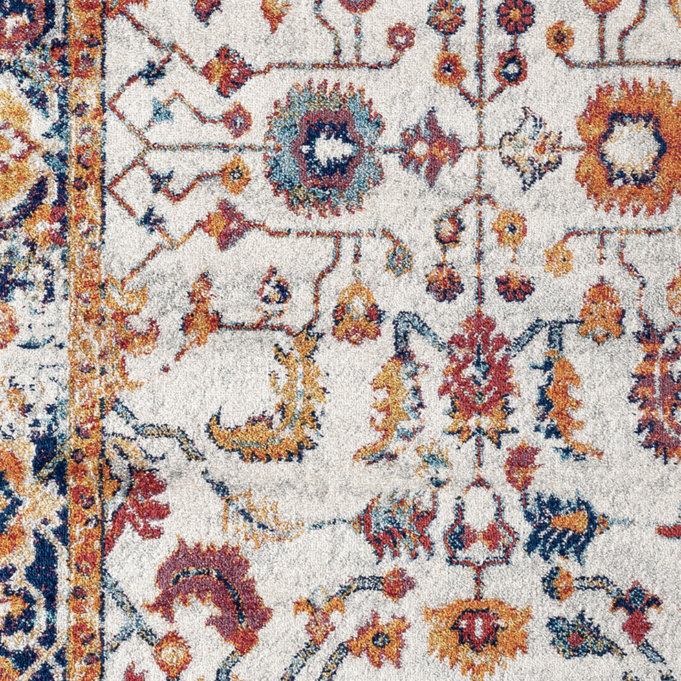 Alessana Cochise Bordered Area Rug, Orange, 2'6"x10'3"