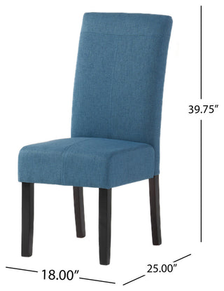 GDF Studio Percival T-stitch Fabric Dining Chairs, Set of 2, Blue