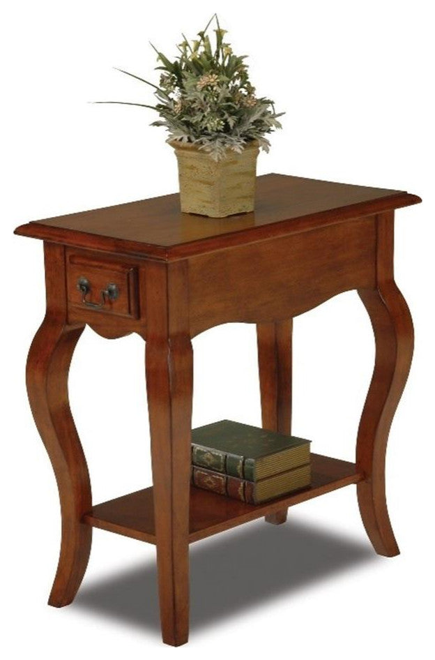Leick Furniture Wood Chairside End Table in Brown Cherry Finish