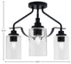 Odyssey 3 Light Semi Flush Mount, Matte Black Finish, 4" Clear Bubble Glass