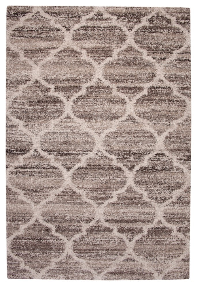 Rectangle Abacasa Granada Trellis Area Rug, Ivory/Tan/Brown, 63"x90"