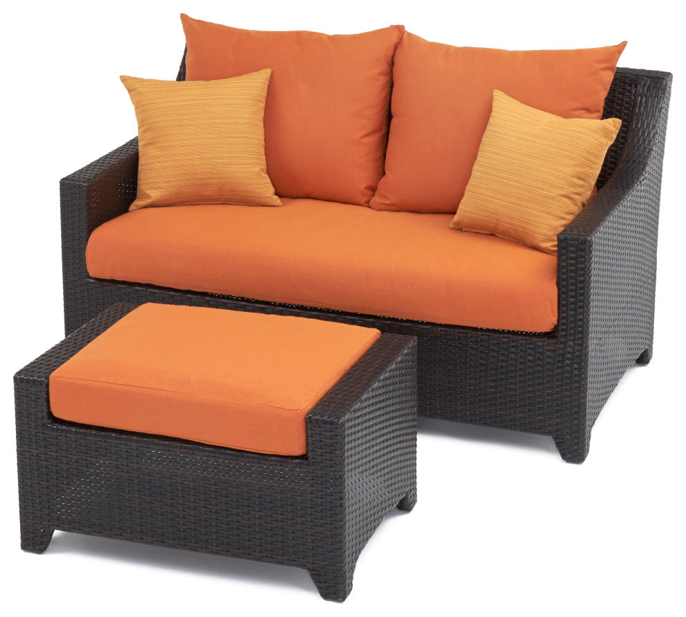 Deco 5 Piece Sunbrella Outdoor Patio Love and Club Fire Set, Tikka Orange