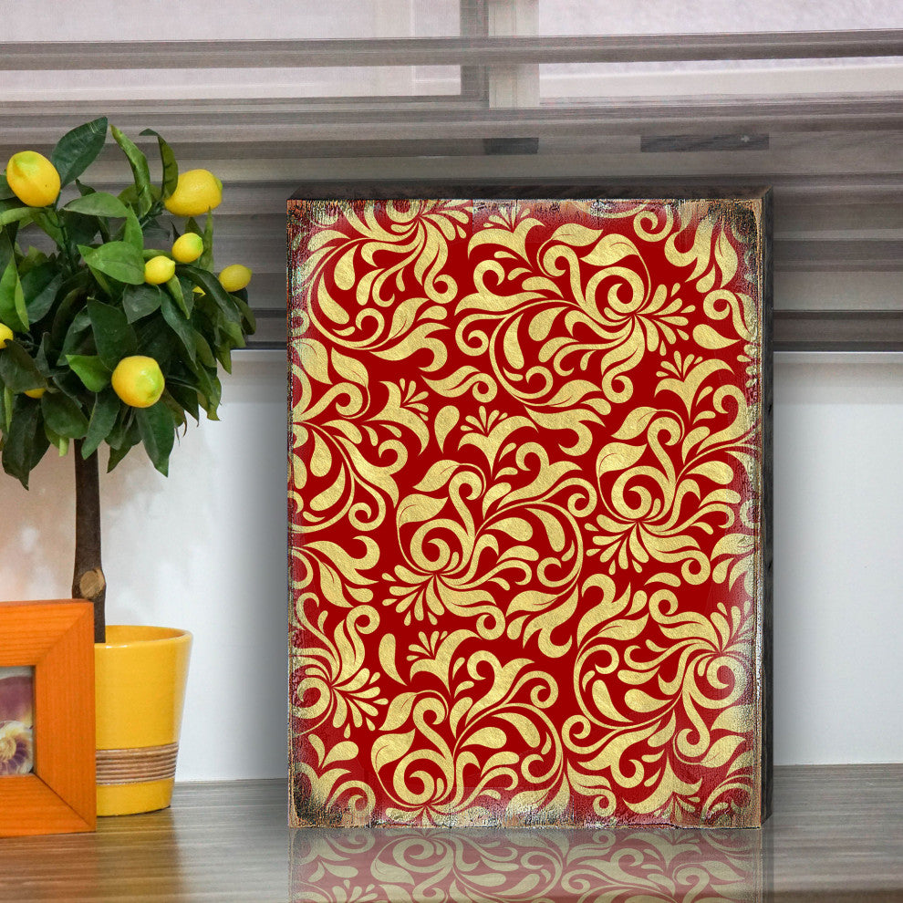 Decorative Pattern Wooden Block, 12"x9"