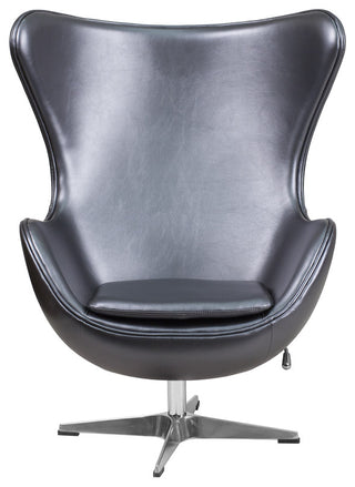 Gray Leather Egg Chair With Tilt-Lock Mechanism