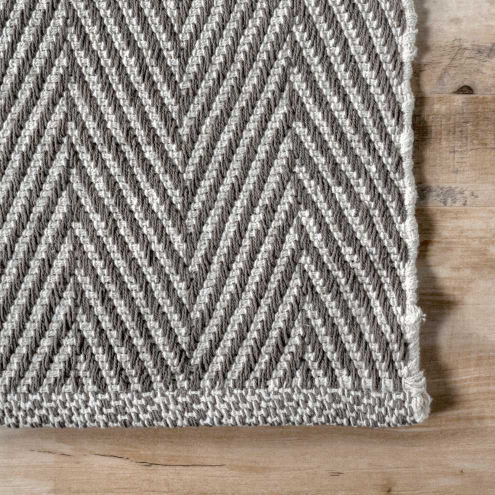 Nuloom Hand Loomed Cotton Kimberely Striped Area Rug, Grey 2'6"x10'
