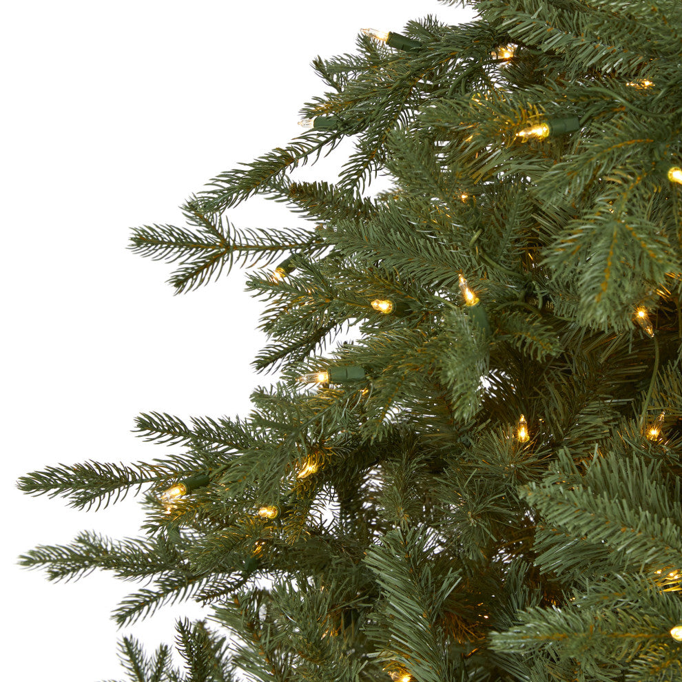 7.5' New Hampshire Spruce Faux Xmas Tree W/650 White Lights & Bendable Branches