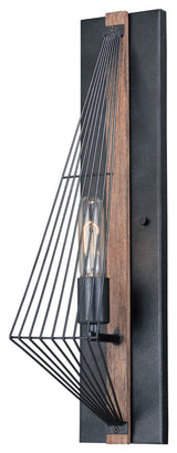 Dearborn 4.5" Wall Light Black Iron and Burnished Oak