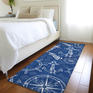 Addison Premium Washable Mayfield AMF154 Blue 2'3" x 7'6" Runner Rug