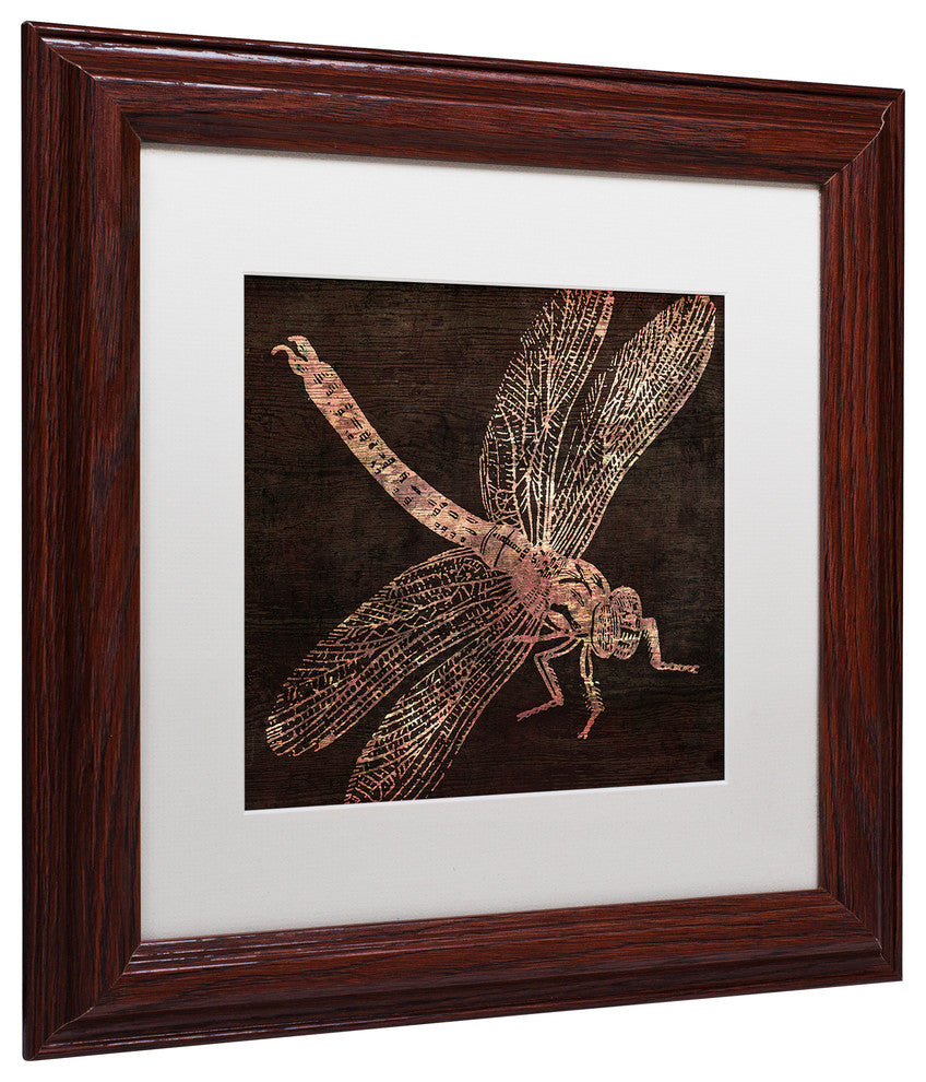 Color Bakery 'Dragonfly' Art, Wood Frame, White Matte, 11"x11"