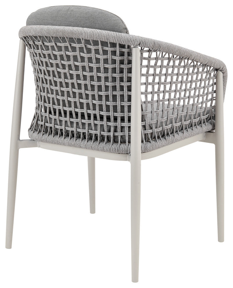 Rhodes Outdoor Patio Dining Chair, Light Gray Rope/Cushions Set of 2
