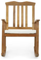 Kessler Outdoor Acacia Wood Rocking Chair With Cushion, Teak and Beige