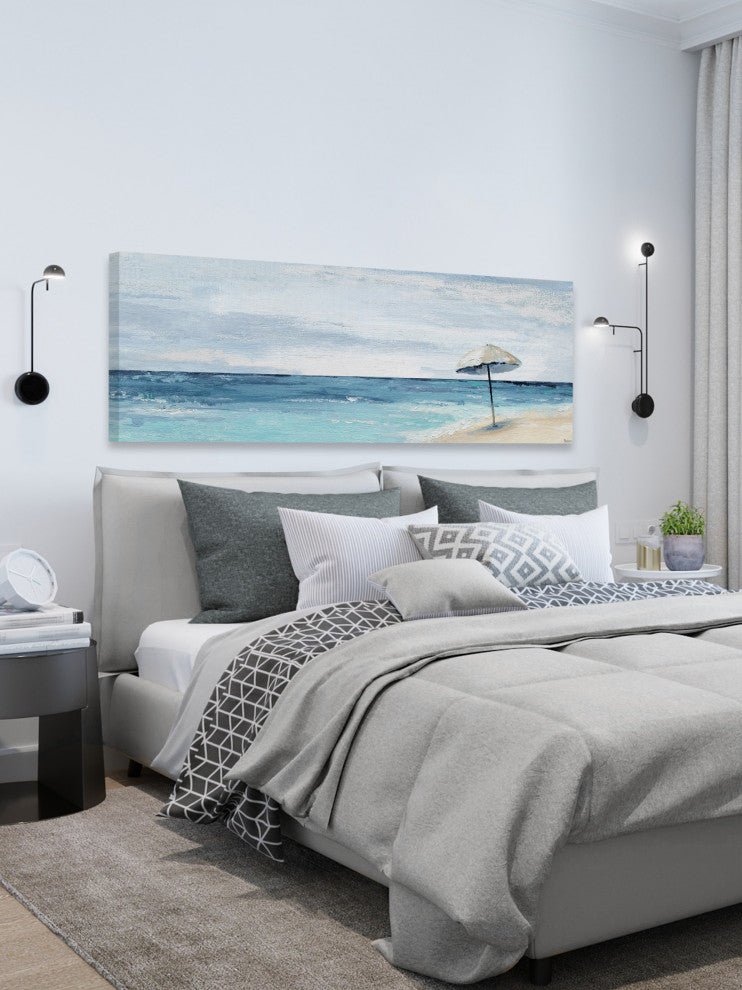 "Umbrella, a Sandbar" Painting Print on Wrapped Canvas