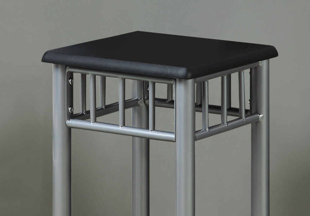 HomeRoots 12" x 12" x 28" Black Silver Mdf Metal Accent Table