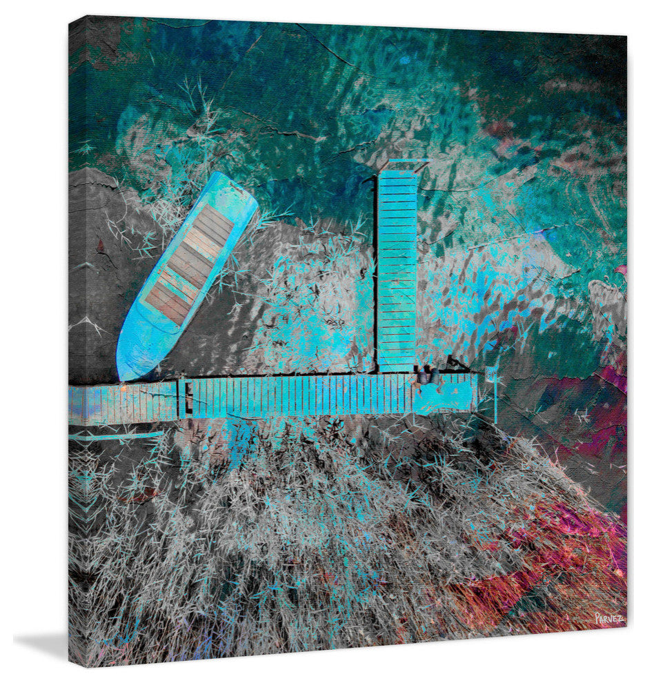 "Blue Pier" Painting Print on Wrapped Canvas, 24"x24"