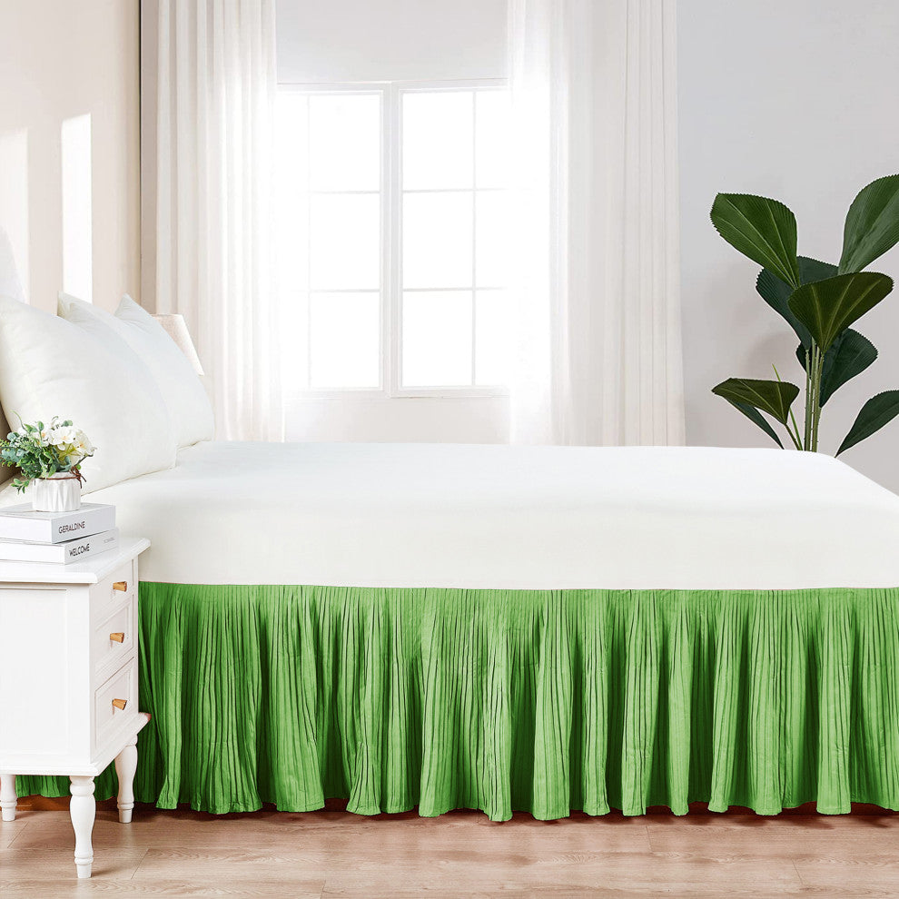 18" Pleated Bed Skirt, Green, King