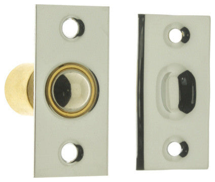 Genuine Solid Brass Narrow Square Roller Ball Catch, Bright Nickel