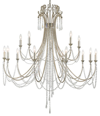 Crystorama ARC-1919-SA-CL-MWP, 15 Light Chandelier, Antique Silver