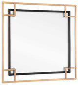 Mavis 22" Square Metal Gold and Black Wall Mirror