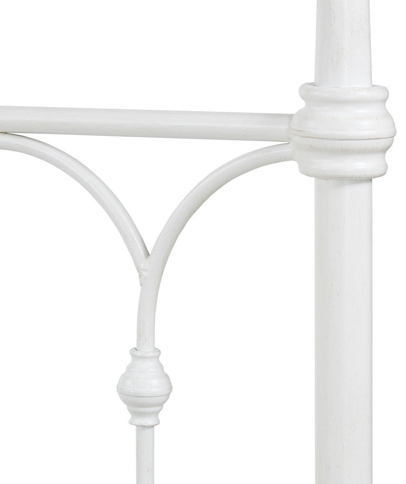 Maverick Rustic Metal Bed, Antique White, Queen