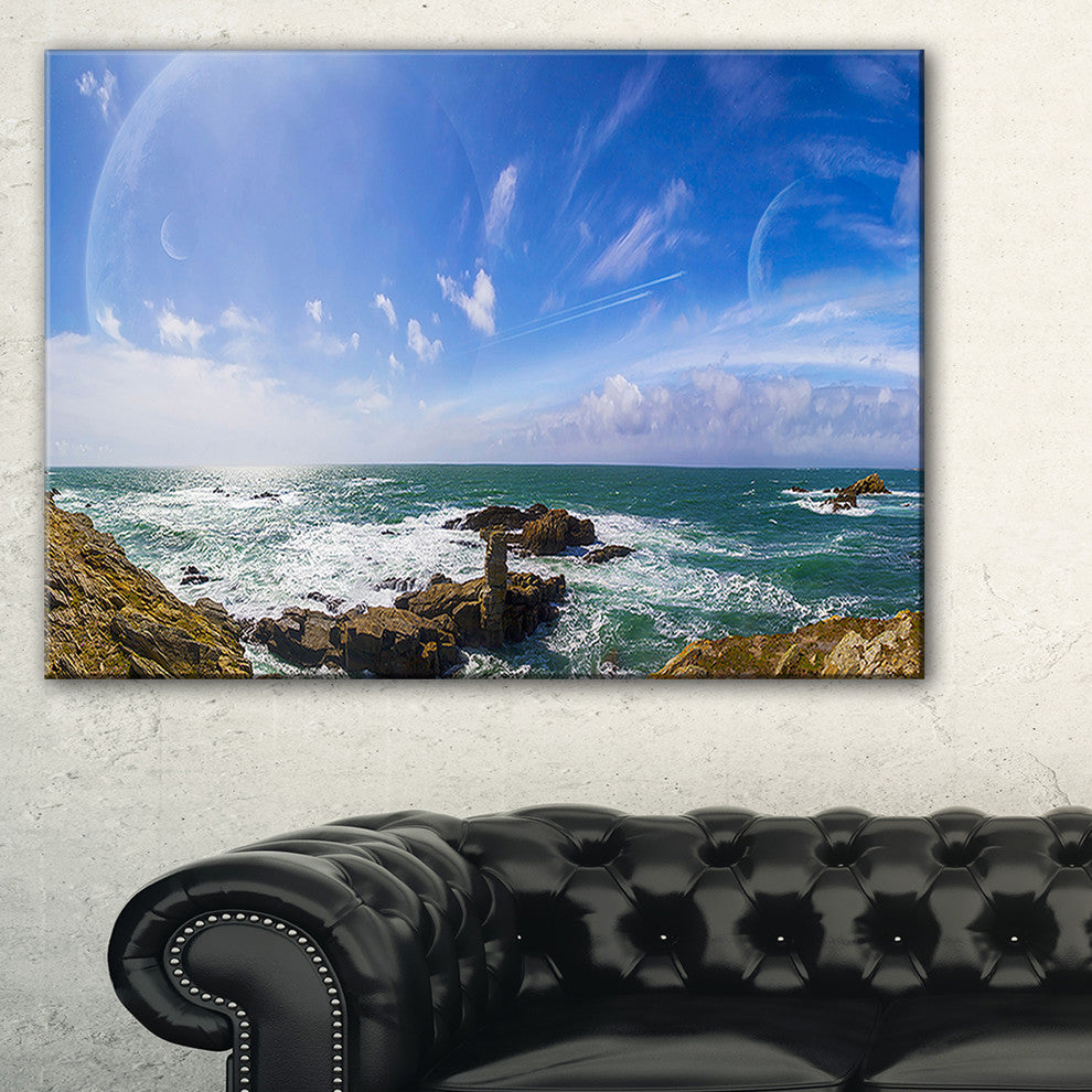"Distant Planet System from Cliffs" Large Wall Artwork, 1 Panel